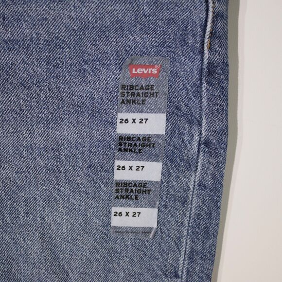 NWT $79.50 Levi's Ribcage Straight Ankle Distressed Med Wash Jeans Women 26x27 - Picture 8 of 14